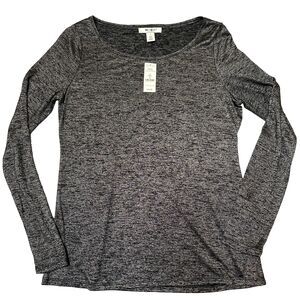 White House Black Market Wide Scoop Neck Long Sleeve Tee Medium NWT